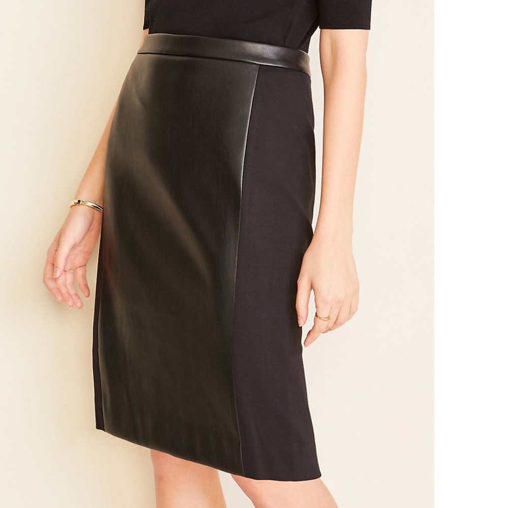Ann Taylor Faux Leather Paneled Pencil Skirt